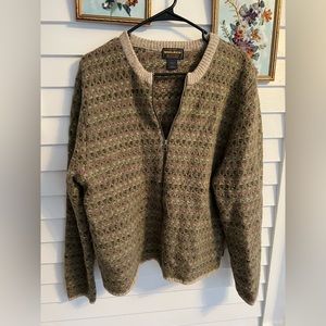 Woolrich Green Knittted Zip Up Sweater 100% wool